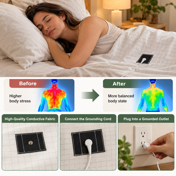 Grounding & Earthing sheet with Silver Fiber & 15.5 ft Cord | Universal Fit